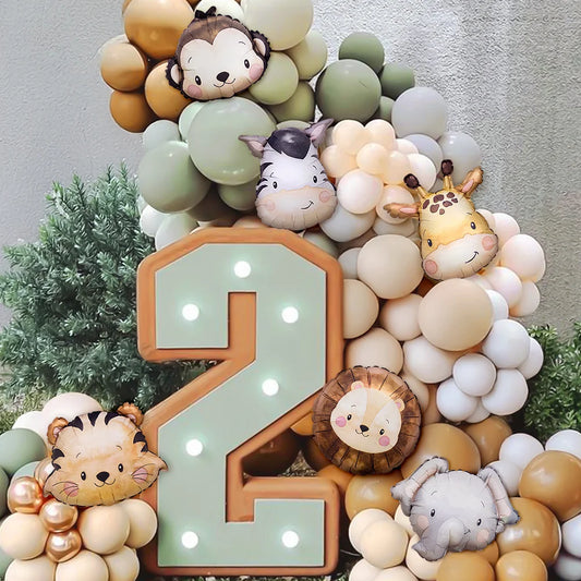 Kidslands® | Lot de 6 Ballons Safari Animaux Jungle | Décoration Anniversaire & Baby Shower