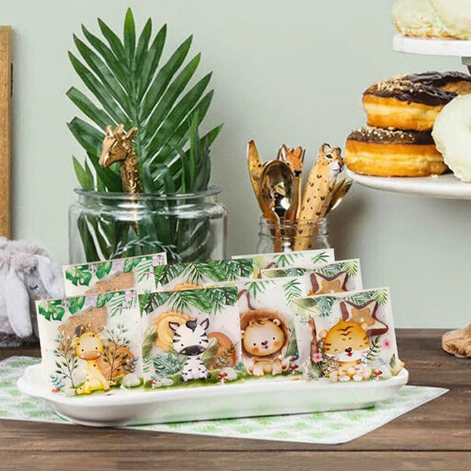 Kidslands® | Sachet Bonbon Auto-collant Thème Safari – Pochette Animaux Cadeau Anniversaire & Baby Shower