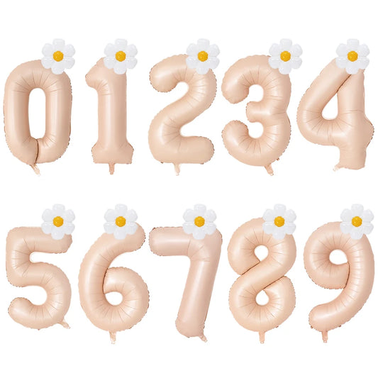 Kidslands® - Ballon Marguerite + Chiffre 100cm – Set Ballons Anniversaire Enfant, Déco Florale Pastel