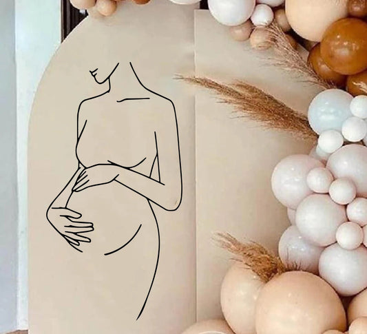Kidslands® – Sticker Mural Silhouette Femme Enceinte | Décoration Élégante Baby Shower & Gender Reveal