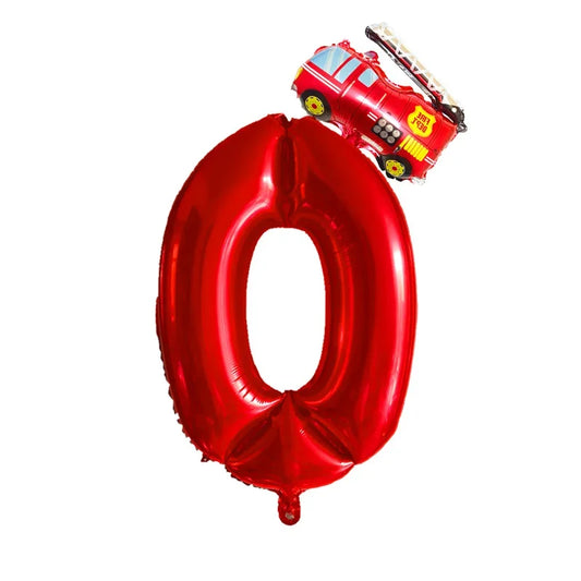 Kidslands® – Lot de 2 Ballons Chiffres + Camion de Pompier Pour Anniversaire Enfant, Fête Thème Pompiers