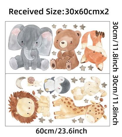 Kidslands® | Stickers Muraux Animaux Aquarelle – Décoration ludique pour Chambre Bébé & Enfant