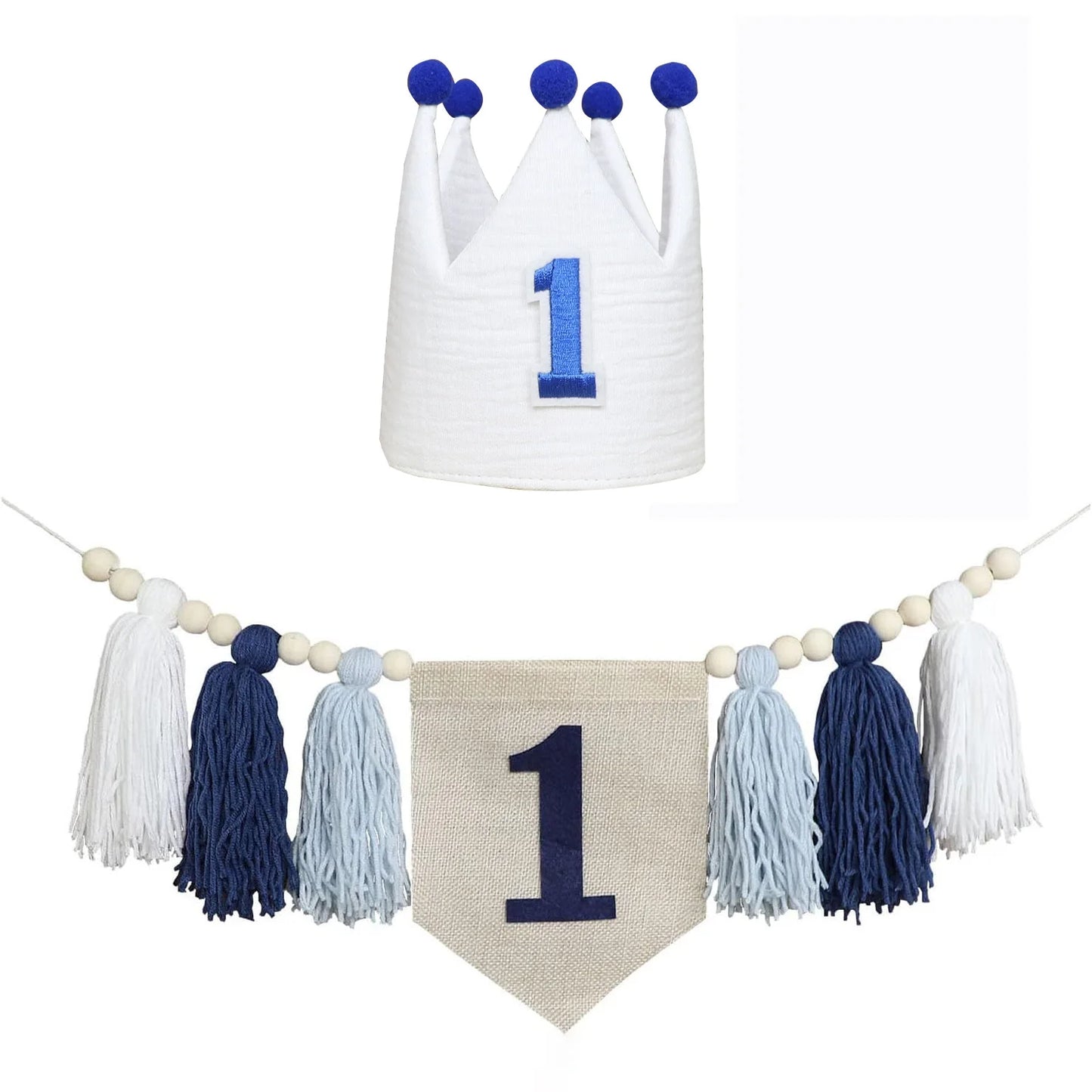 Kidslands® | Kit décoration - Guirlande “1st Birthday” + Couronne - Bohème – Déco Chaise Haute & Chambre Bébé