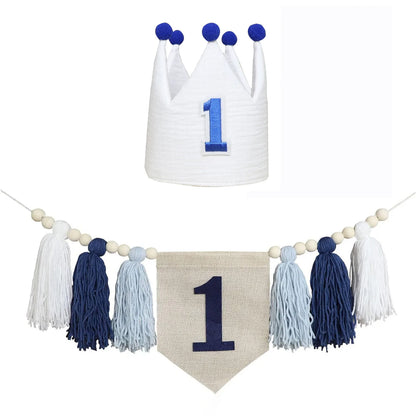 Kidslands® | Kit décoration - Guirlande “1st Birthday” + Couronne - Bohème – Déco Chaise Haute & Chambre Bébé