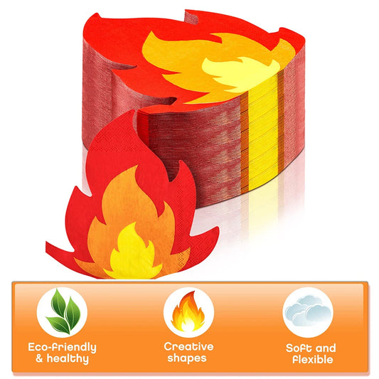 Kidslands® – Lot de 16 Serviettes en Forme de Flamme - Décoration Jetable Anniversaire Thème Pompier