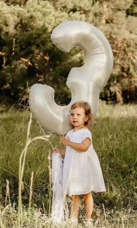 Kidslands® | Ballon Chiffre Crème Beige XXL – Déco Anniversaire & Baby Shower