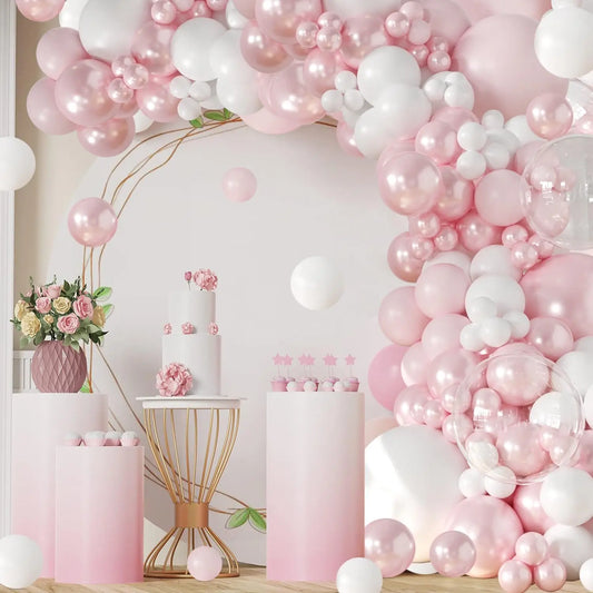 Kidslands® – Kit 114 Ballons Rose Poudré & Blanc Nacré | Décoration Arche Baby Shower, Gender Reveal, Anniversaire