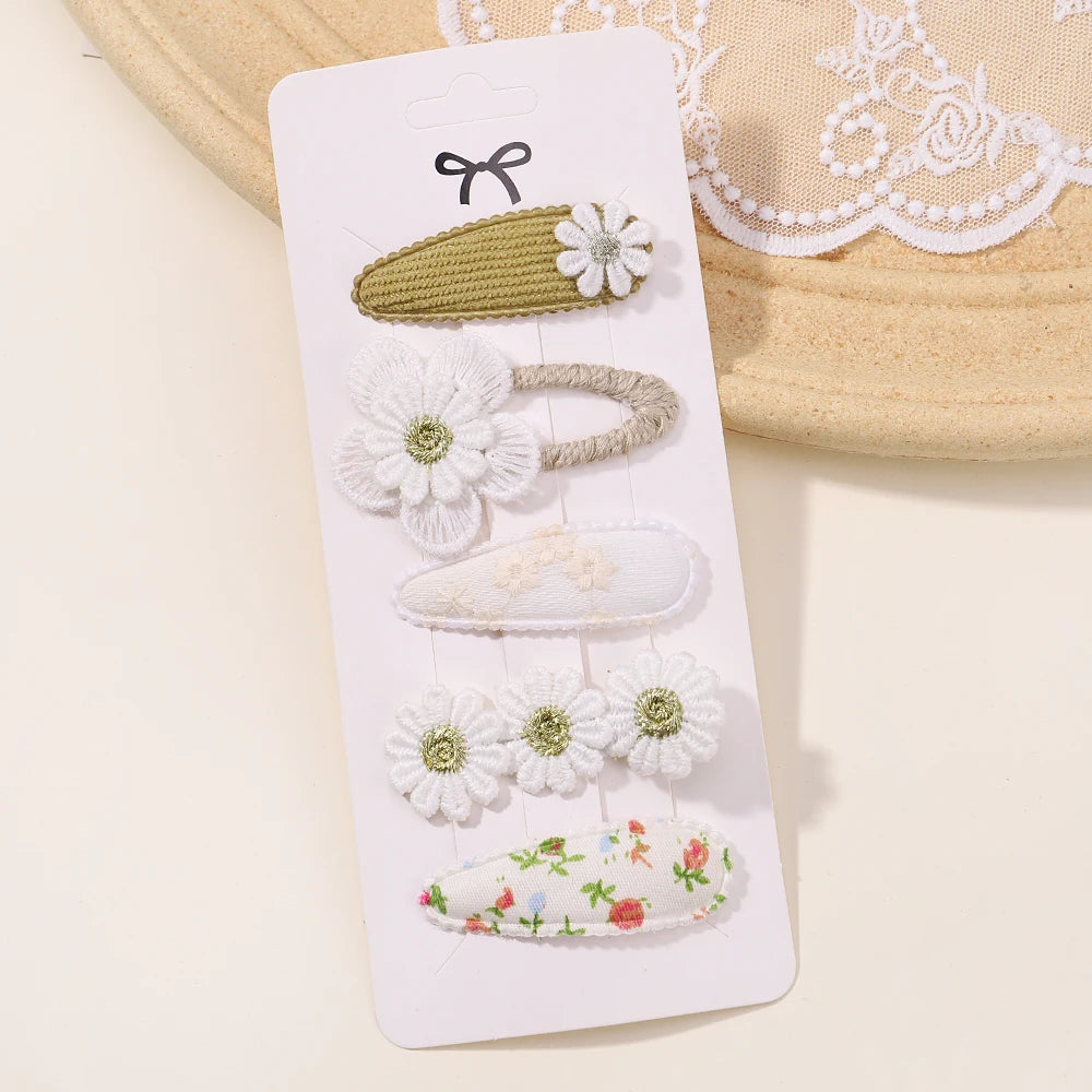 Kidslands® | Lot de 5 Barrettes – Pinces à Cheveux Enfant Motif Fleuri & Tendance