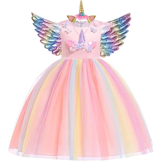 Kidslands® | Robe Tutu Licorne Fille - Robe Princesse Déguisement - Anniversaire, Carnaval, Fête