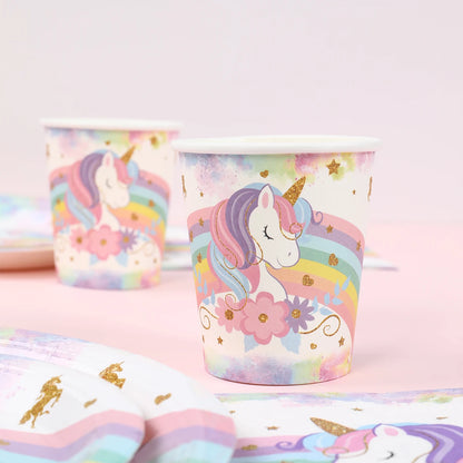 Kidslands® – Lot 40pcs Vaisselle Jetable Thème Licorne - Anniversaire, Fêtes à Thème Arc-en-ciel