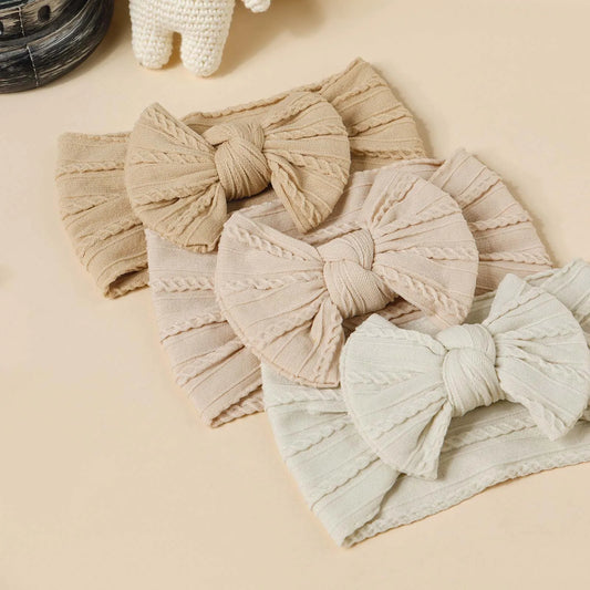 Kidslands® | Lot 5 Bandeaux Bébé Noeud Jacquard – Large Élastique Doux
