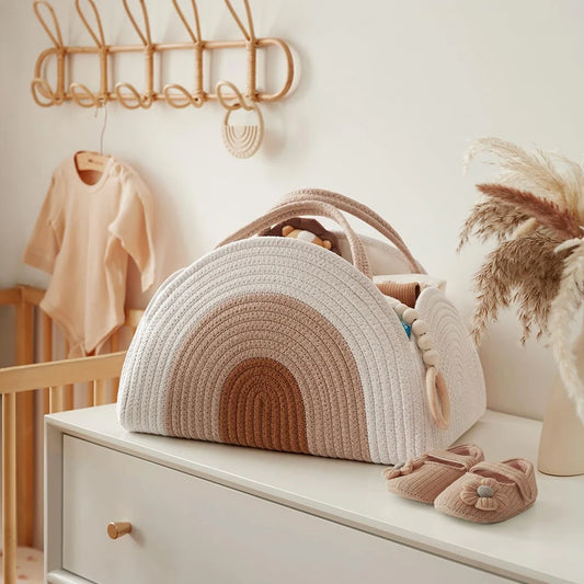 Kidslands® | Panier de Rangement Portable Bébé avec Poignées – Organisateur Pour Couches, Jouets & Accessoires