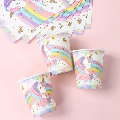 Kidslands® – Lot 40pcs Vaisselle Jetable Thème Licorne - Anniversaire, Fêtes à Thème Arc-en-ciel