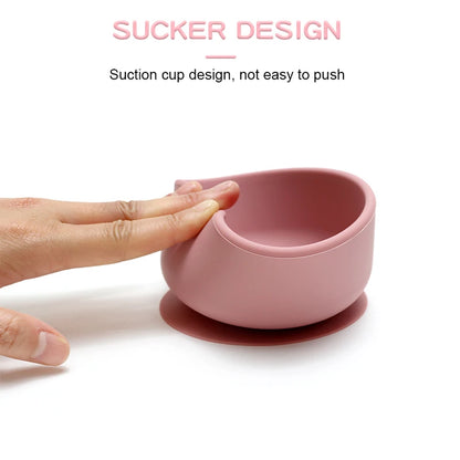 Kidslands® | Bol alimentaire d’apprentissage bébé en silicone avec ventouse & couvercle – Sans BPA