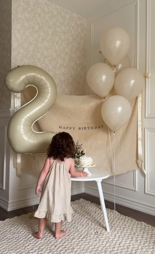 Kidslands® | Ballon Chiffre Crème Beige XXL – Déco Anniversaire & Baby Shower